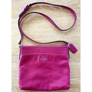 Coach Crossbody Bag Womens Red Pebbled Leather Gold Hardware F28035 Purse